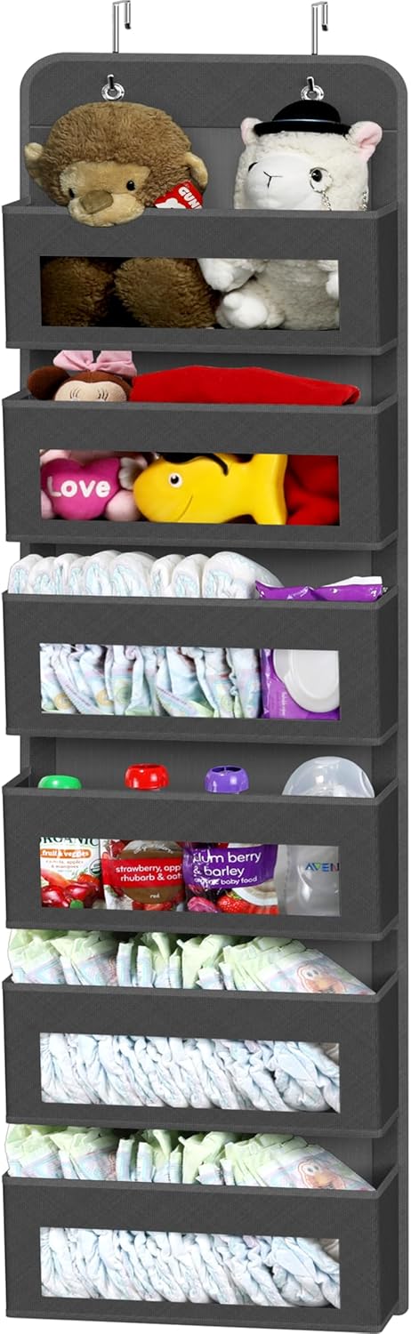 Simple Houseware 6 Clear Window Pocket Over Closet Door Storage Hanging Organizer for Bedroom
