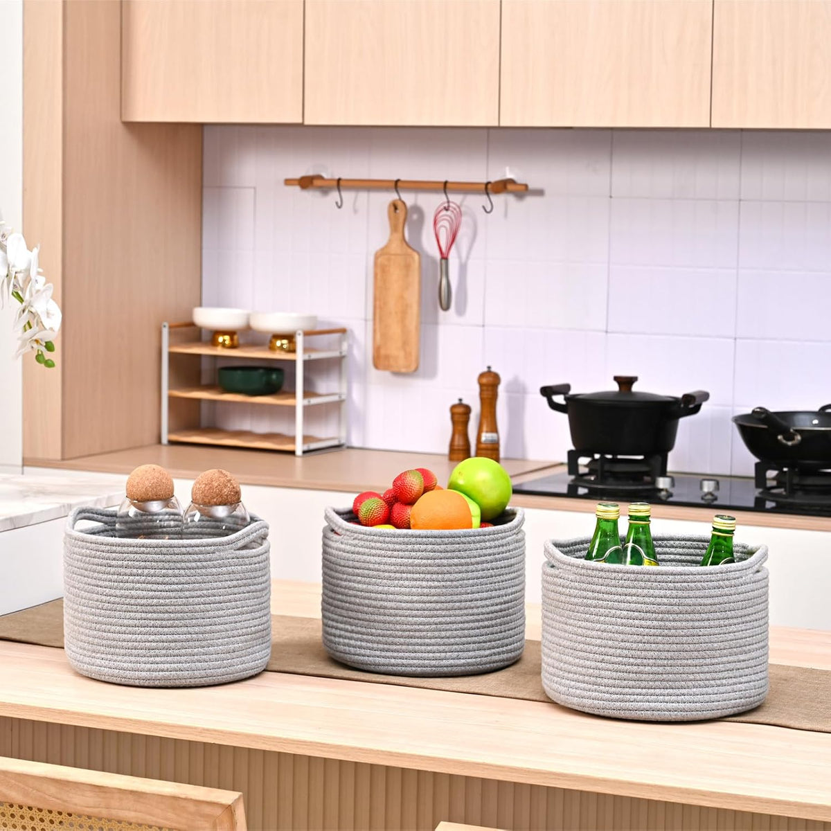 Small Storage Baskets for Organizing, Organizer Baskets for Shelves, Small Woven Basket for