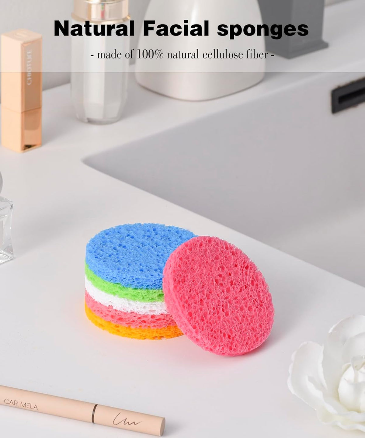 METUUTER 50 PCS Compressed Facial Sponges for Estheticians- 100% Natural Cellulose Face Cleansing
