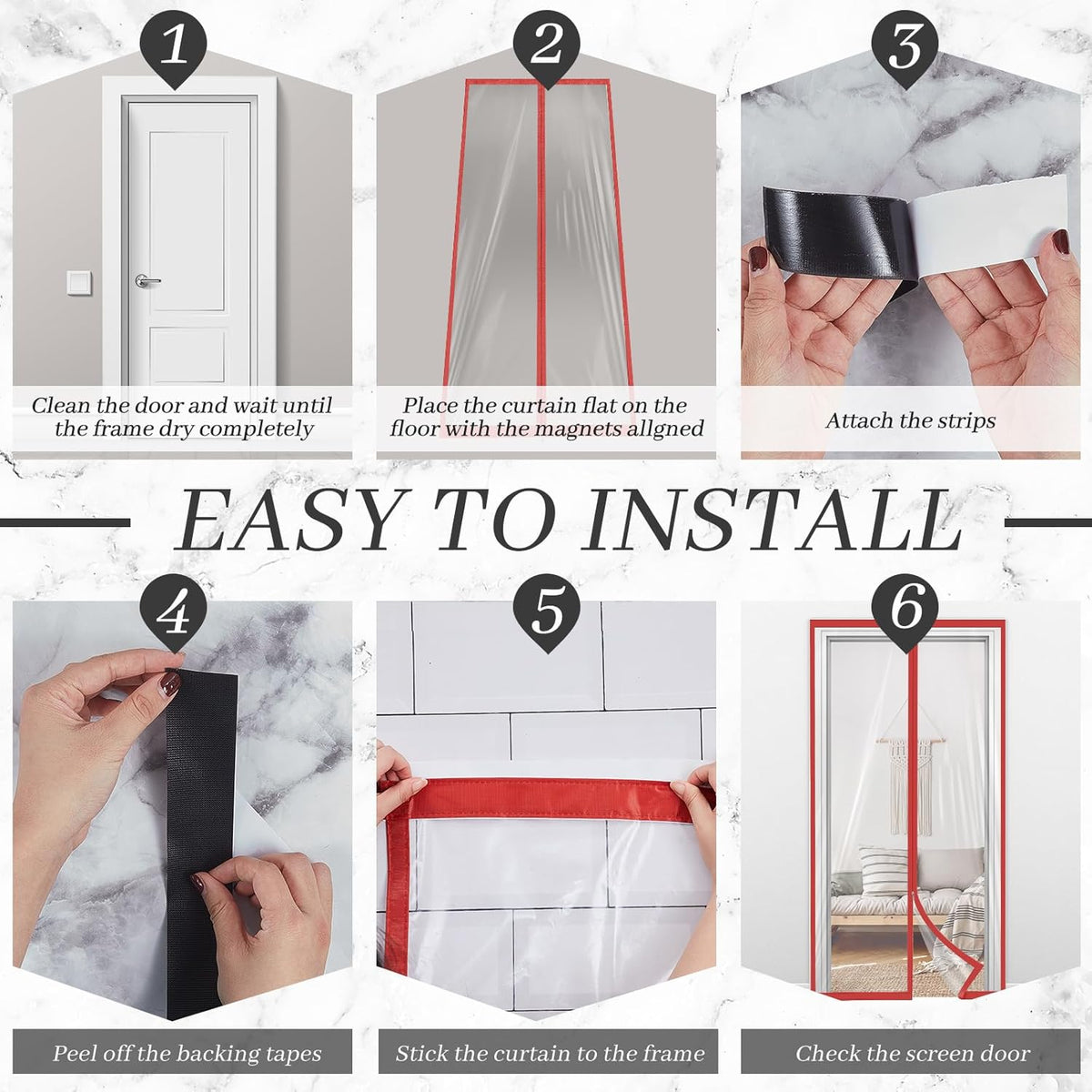 Amylove Zipper 60 x 102 Inch Dust Barrier Kit Red Edged Temporary Construction Door Barrier 5 x 8.5