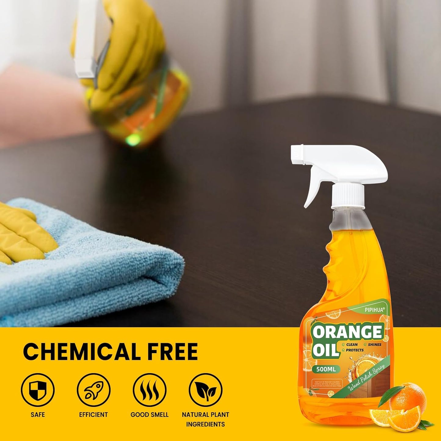 PIPIHUA Wood Oil Polish Spray, Shines & Protects, Wood Cleaner and Furniture Polish for Cabinets