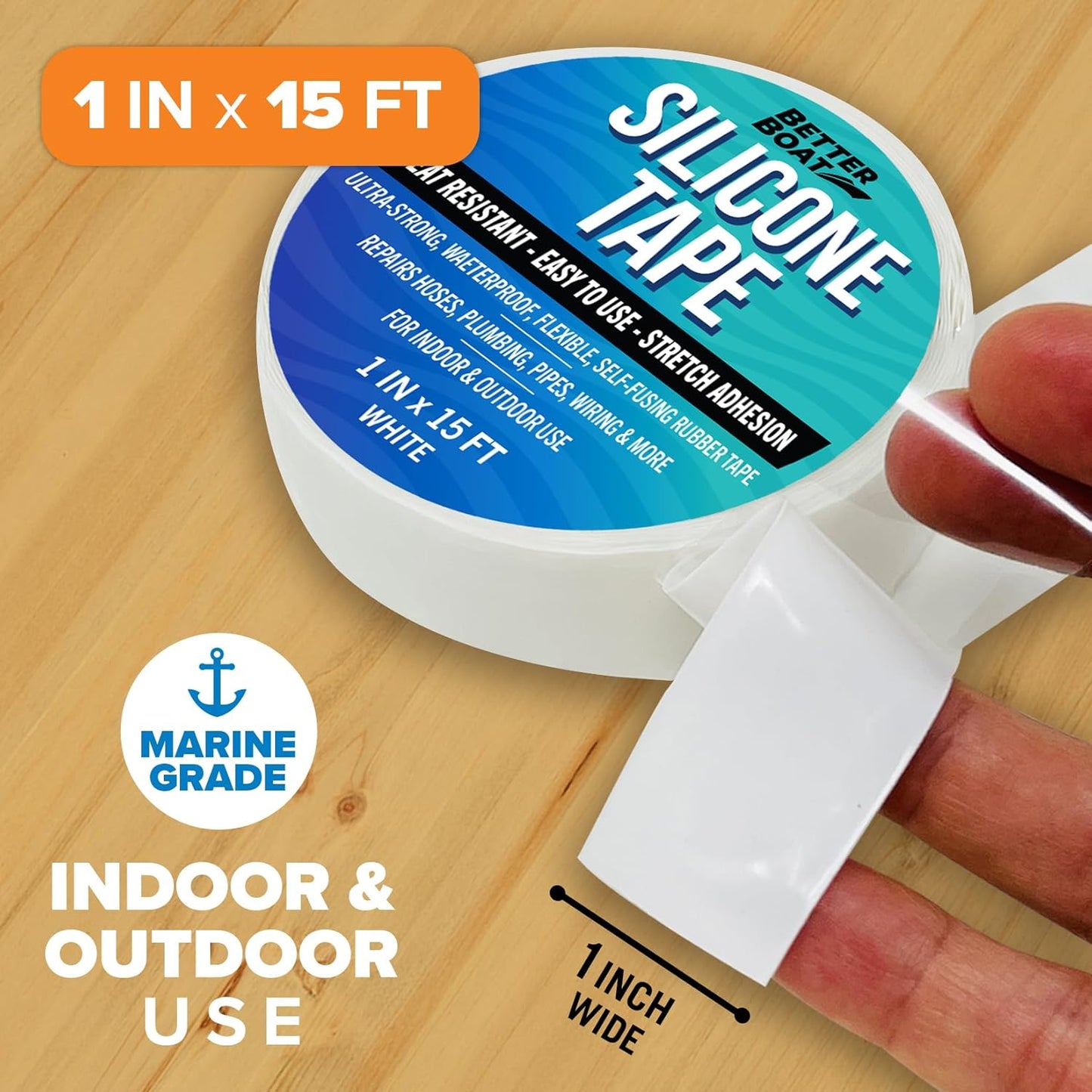 White Heavy Duty Silicone Tape, Self-Fusing Rubber Hose and Plumbing Water Pipe Repair Seal, Coax