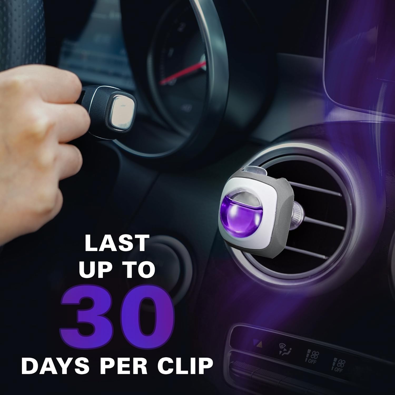 Air Jungles Lavender Scent Car Air Freshener Clip, 6 Vent Clips, 4ml Each, Long Lasting Air