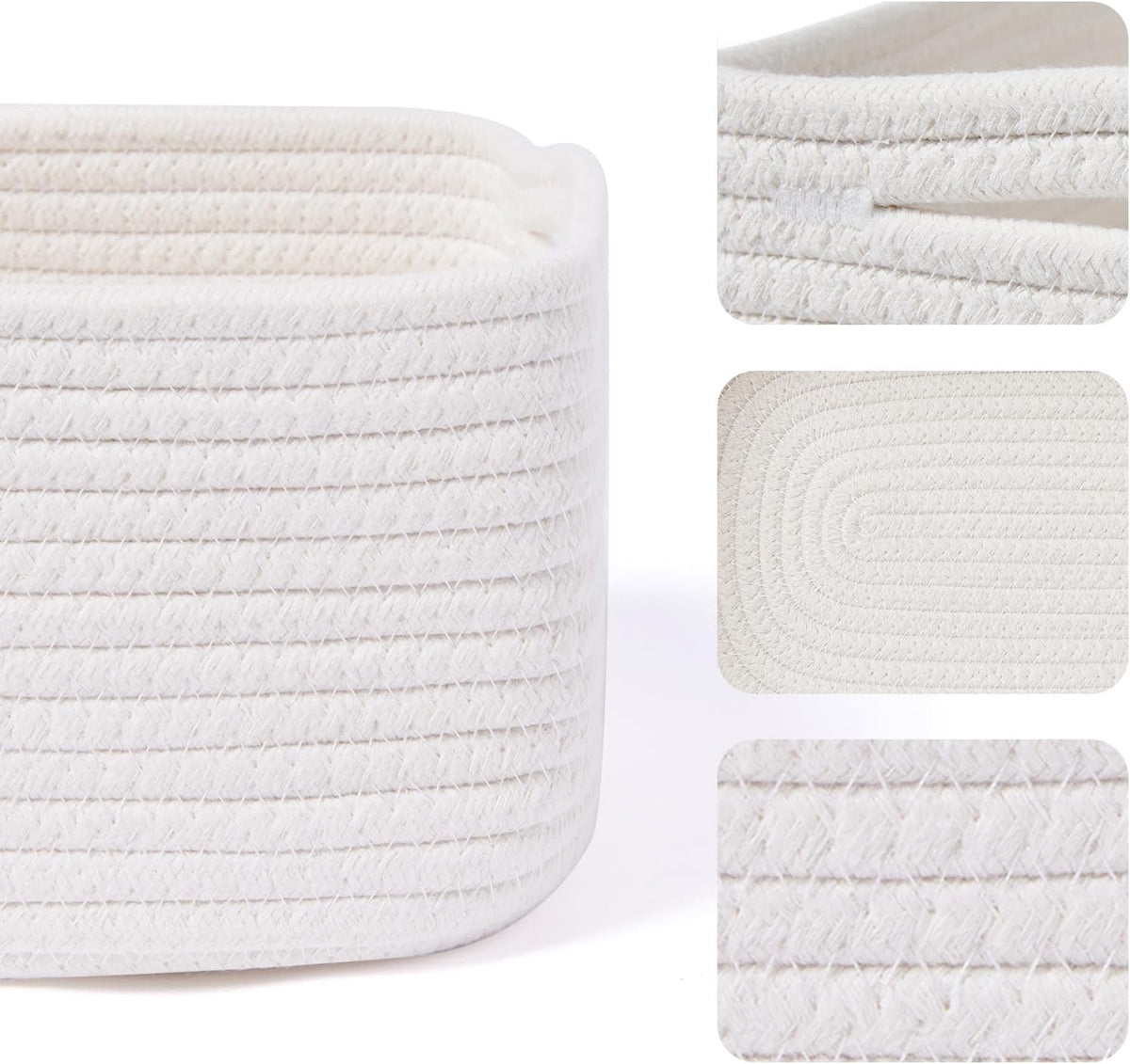 Small Storage Baskets for Organizing | Closet Organizer Bins | Shelf Toy Basket | Woven Rope