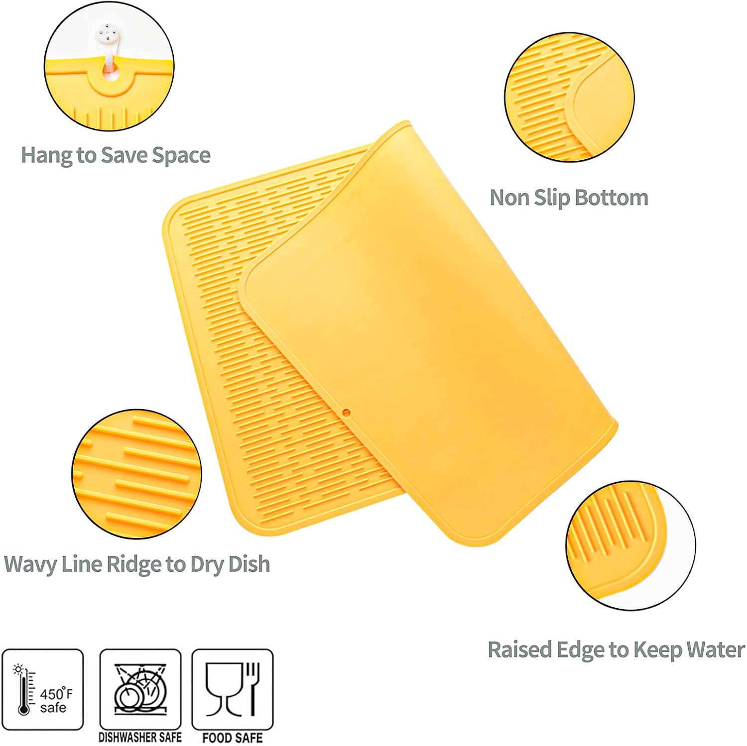 Silicone Dish Drying Mat for Multiple Usage,Easy clean,Eco-friendly,Heat-resistant Silicone Mat for