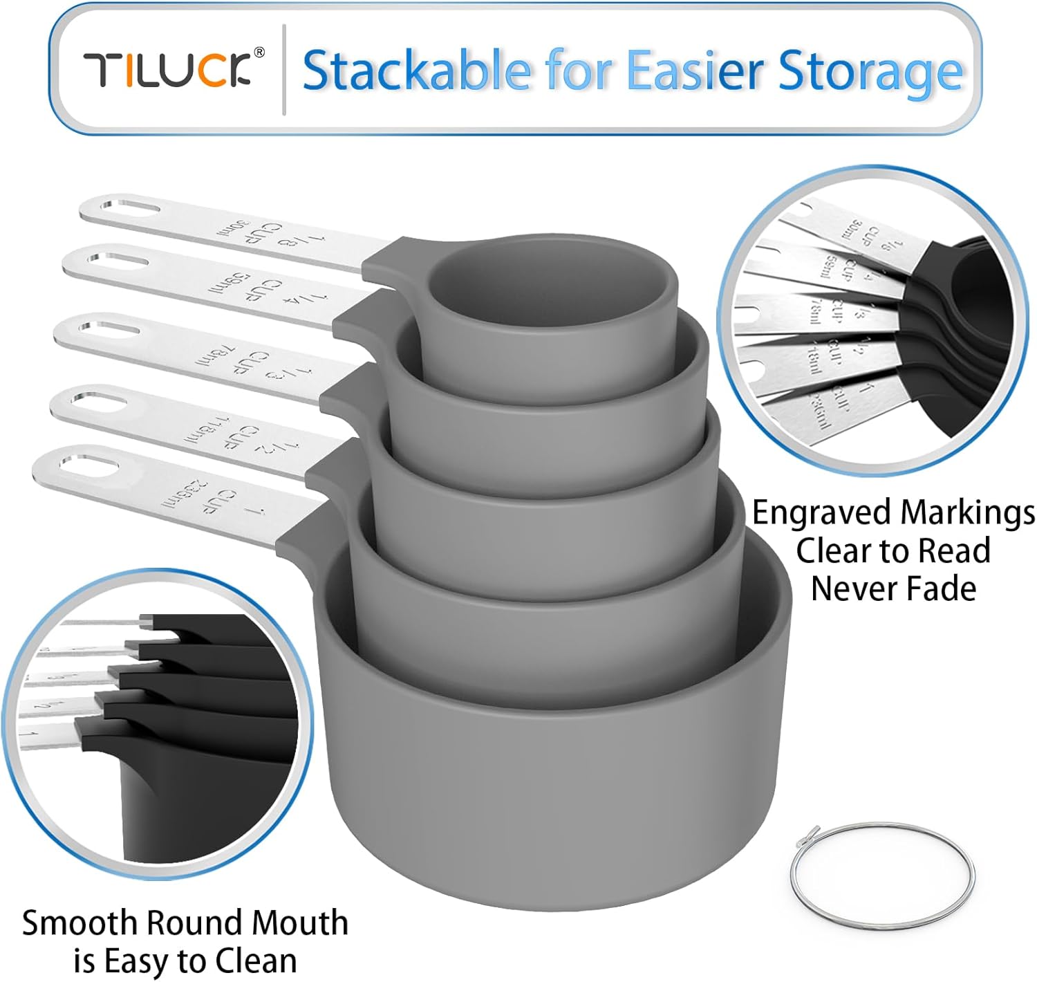 TILUCK Measuring Cups & Spoons Set, Stackable Cups and Spoons, Nesting Measure Cups with Stainless
