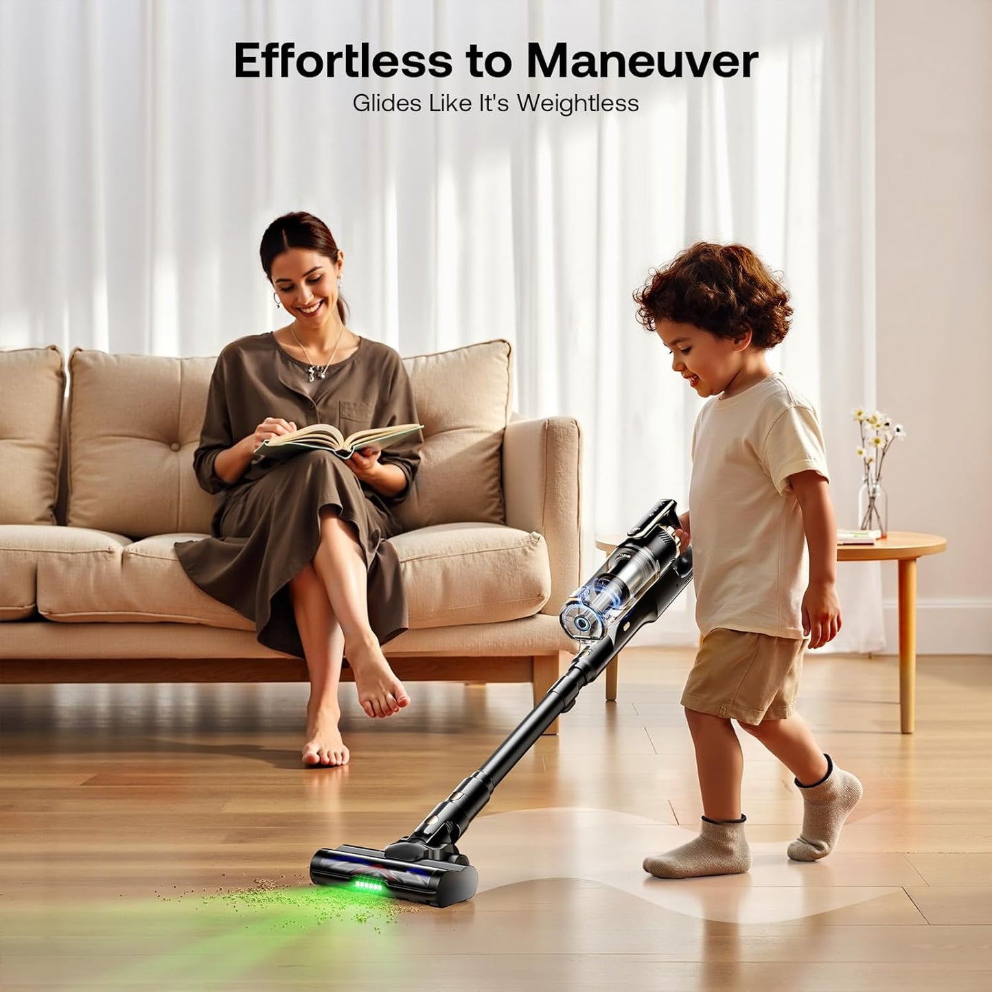 Trucozie Cordless Vacuum Cleaner with Self-Standing, 50 mins Runtime Lightweight Stick Vacuum with