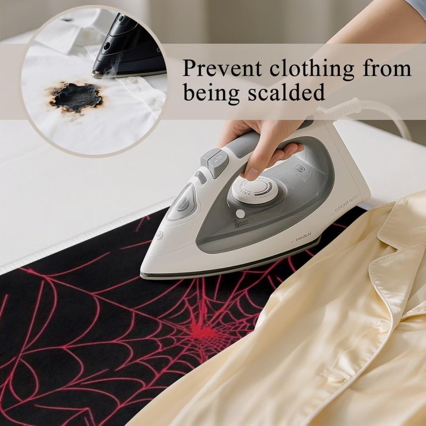 Ironing Mat Red Spider Web Portable Ironing Pad Blanket for Table Top Heat Resistance Foldable