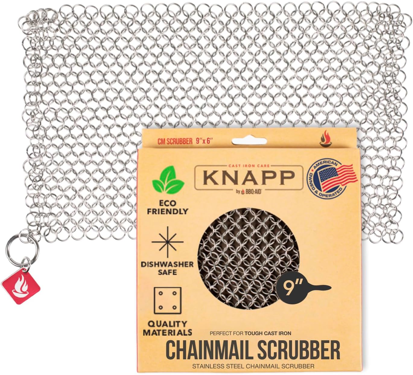 Knapp Made CM Scrubber 9"x6" Small Ring Cast Iron Scrubber - Cast Iron Cleaner for Hard Anodized