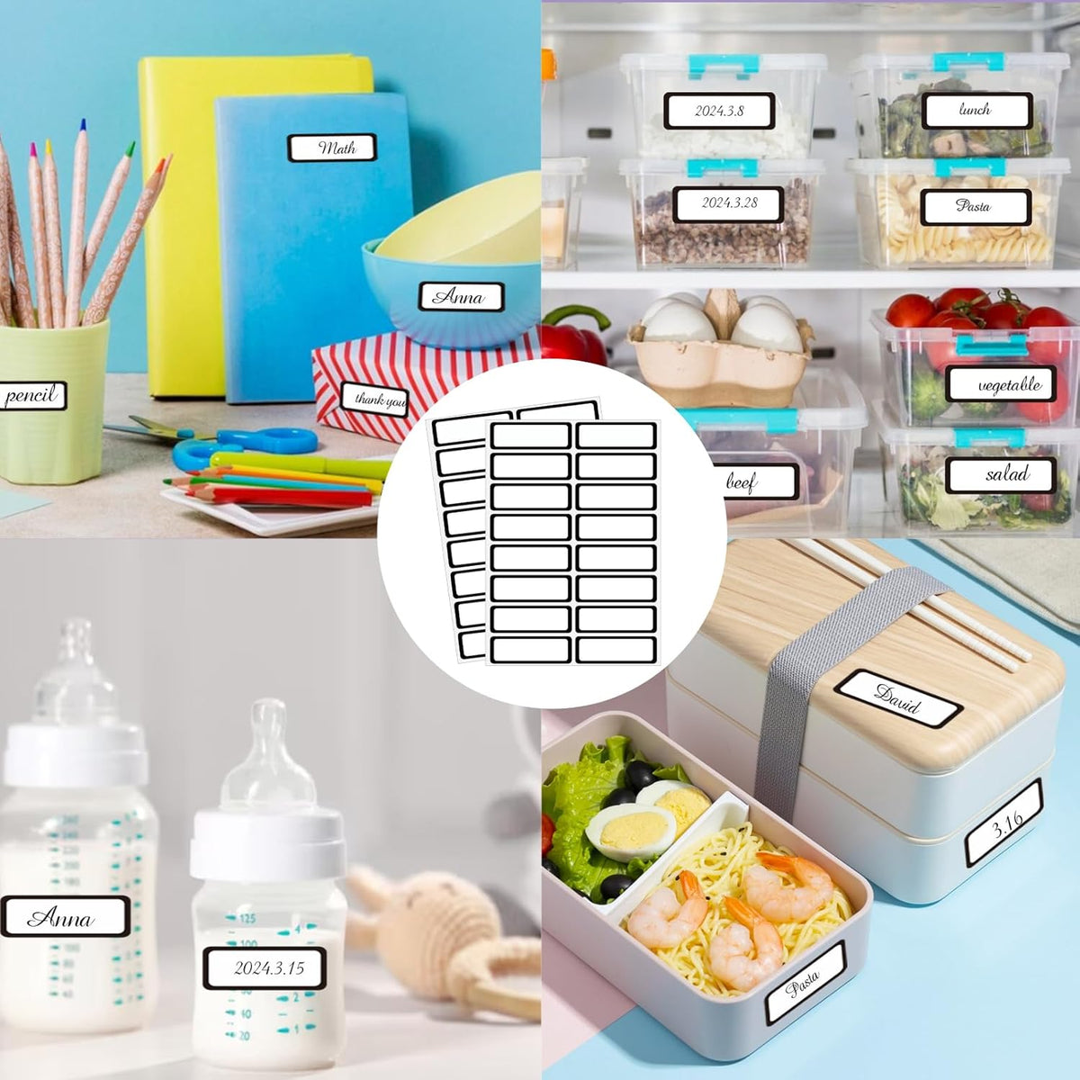 STARLIBOO Color-Coding Removable Labels, Rectangular 1 x 3"" Freezer Labels for Organizing