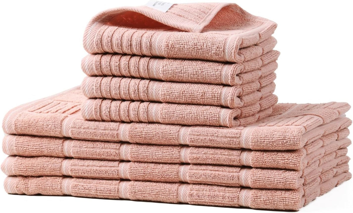 Glynniss Kitchen Towels and Dishcloths Set, Four Kitchen Dish Towels 16x26 Inches, Four Absorbent
