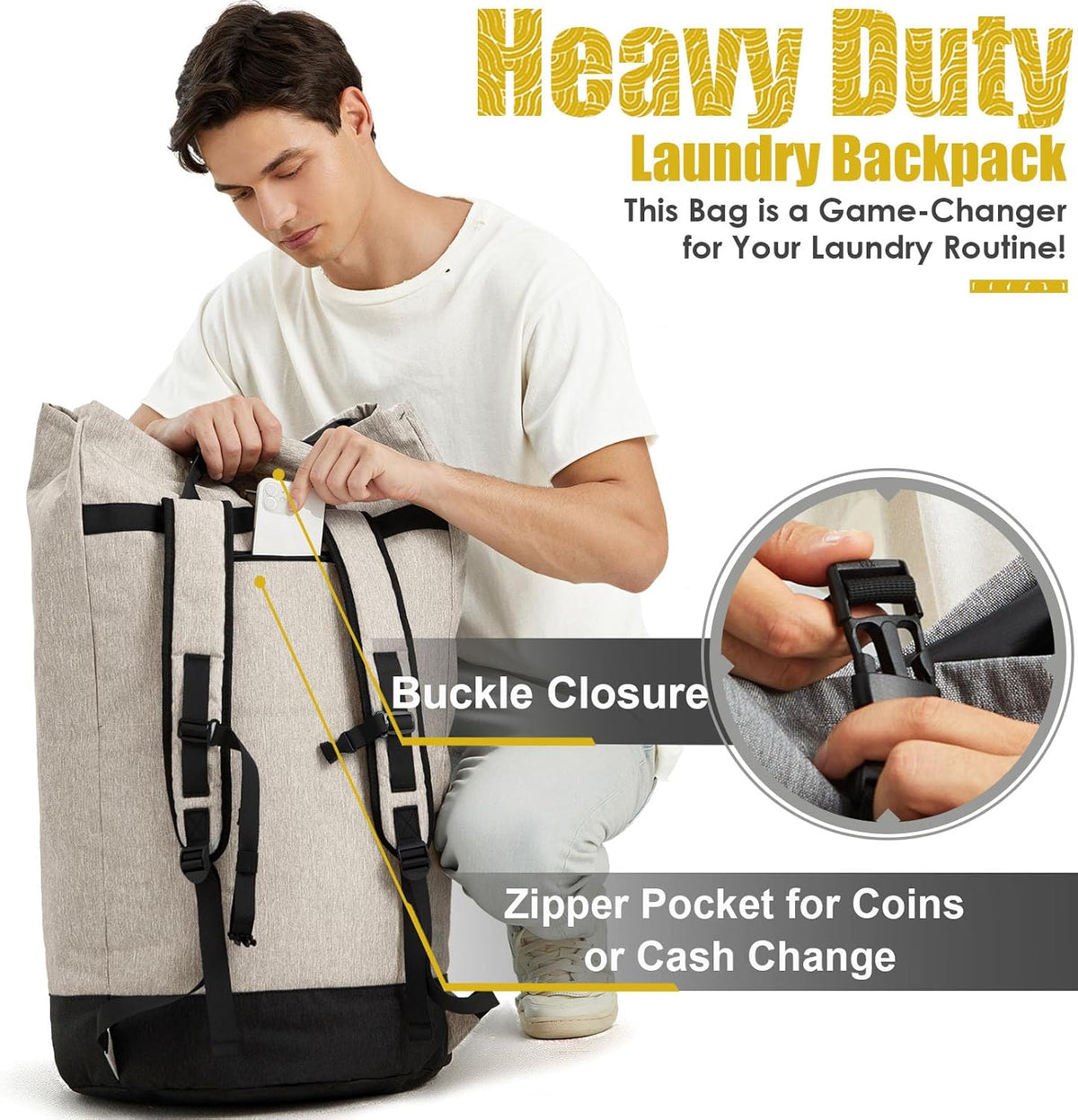 Laundry Bags Extra Large Heavy Duty, Laundry Backpack College 115L, Large Laundry Bag with Shoulder