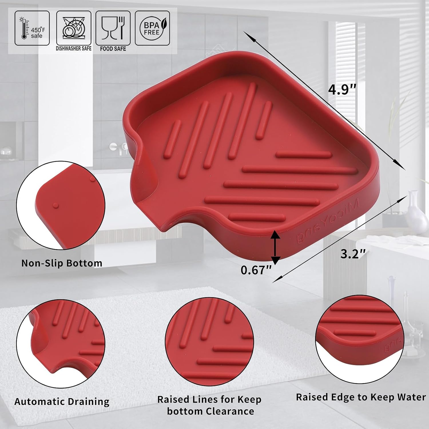 Silicone Bathroom Soap Dishes with Drain Spout-Bathroom and Kitchen Sink Organizer,Sponge