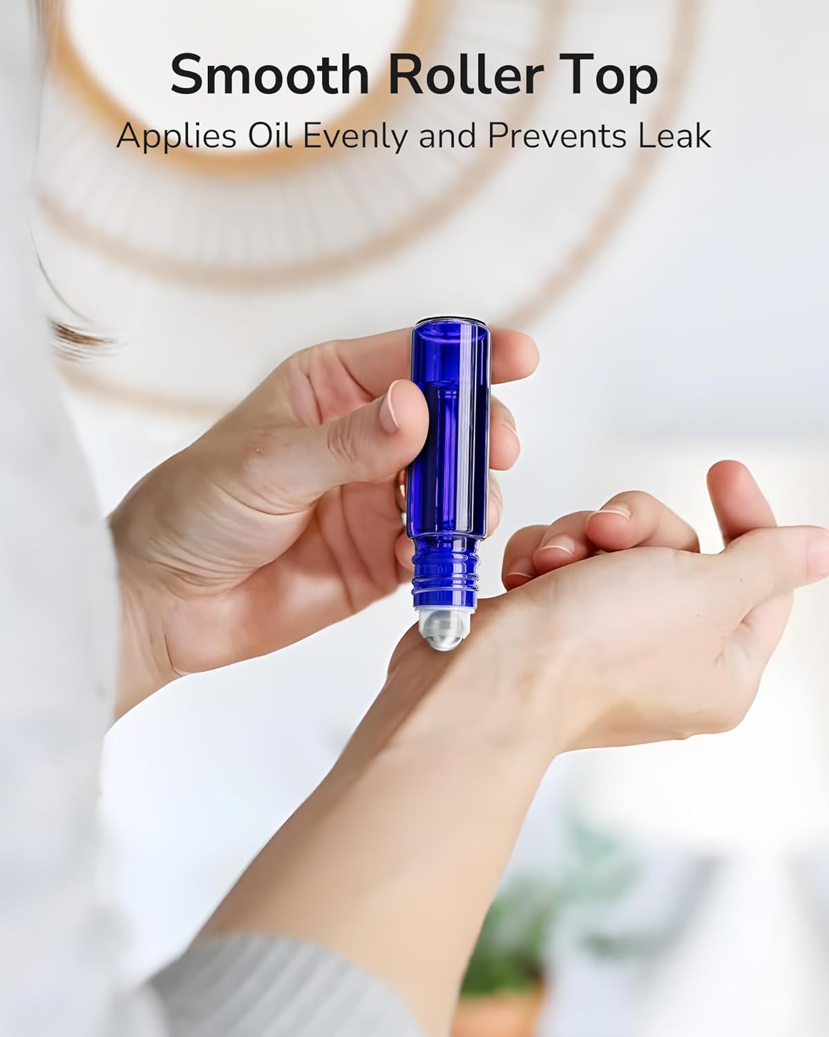 ULG Essential Oil Roller Bottles 48 Pack 10ml Cobalt Blue Glass Empty Bottles with Stainless Steel