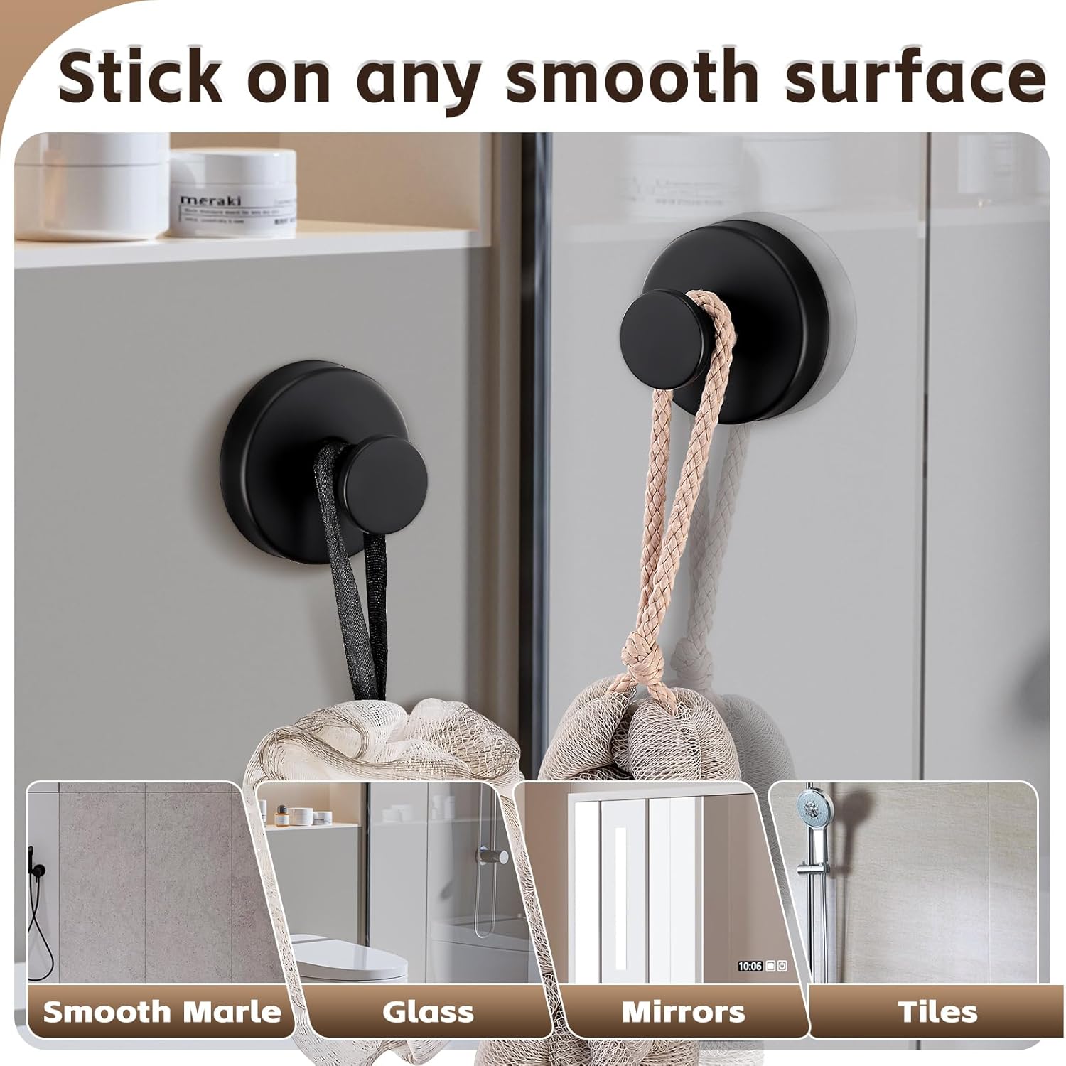 Reusable Heavy Duty Suction Cup Hooks for Kitchen/Bathroom/Shower - Wet-Proof Hooks for Towels