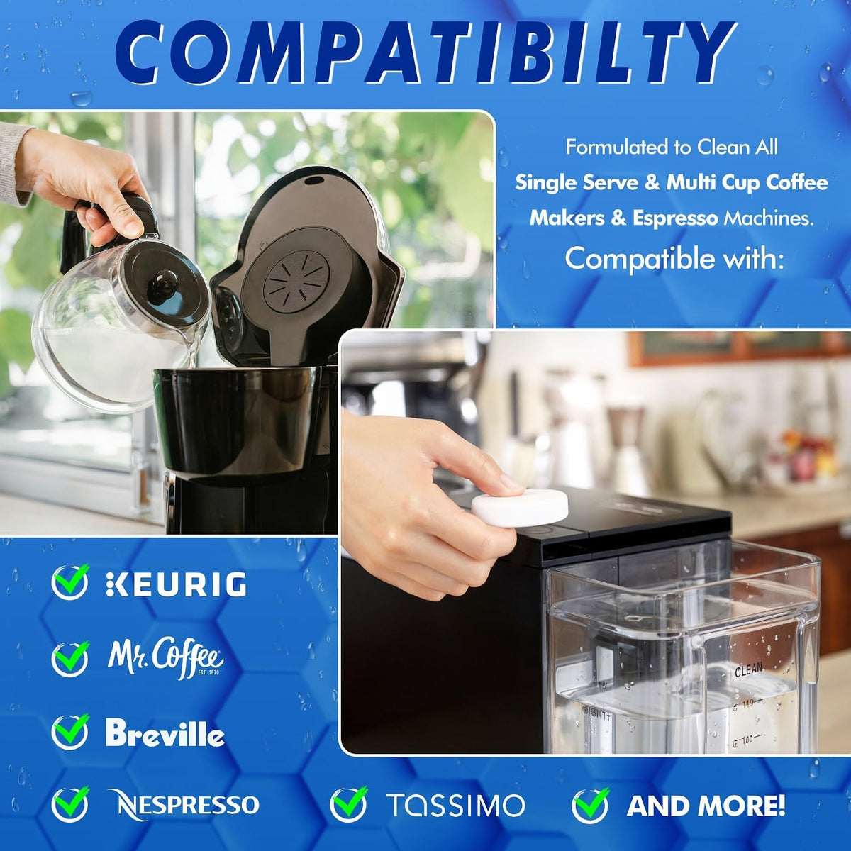 Coffee Machine Cleaner Descaler Tablets - 1 Years Supply, Fast-Acting Formula Compatible With