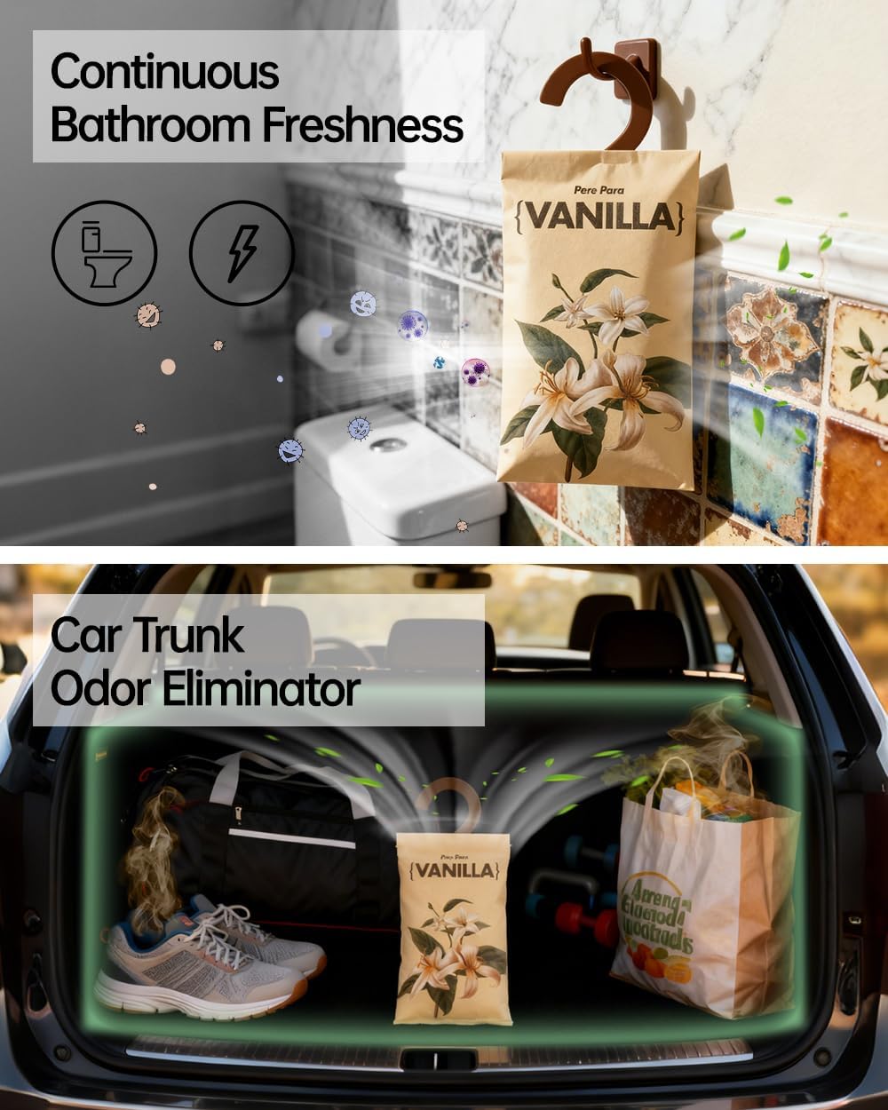 12 Packs Vanilla Walk in Closet Scent sachets, 【Deodorizer for Musty Odors】 Hanging Paper air