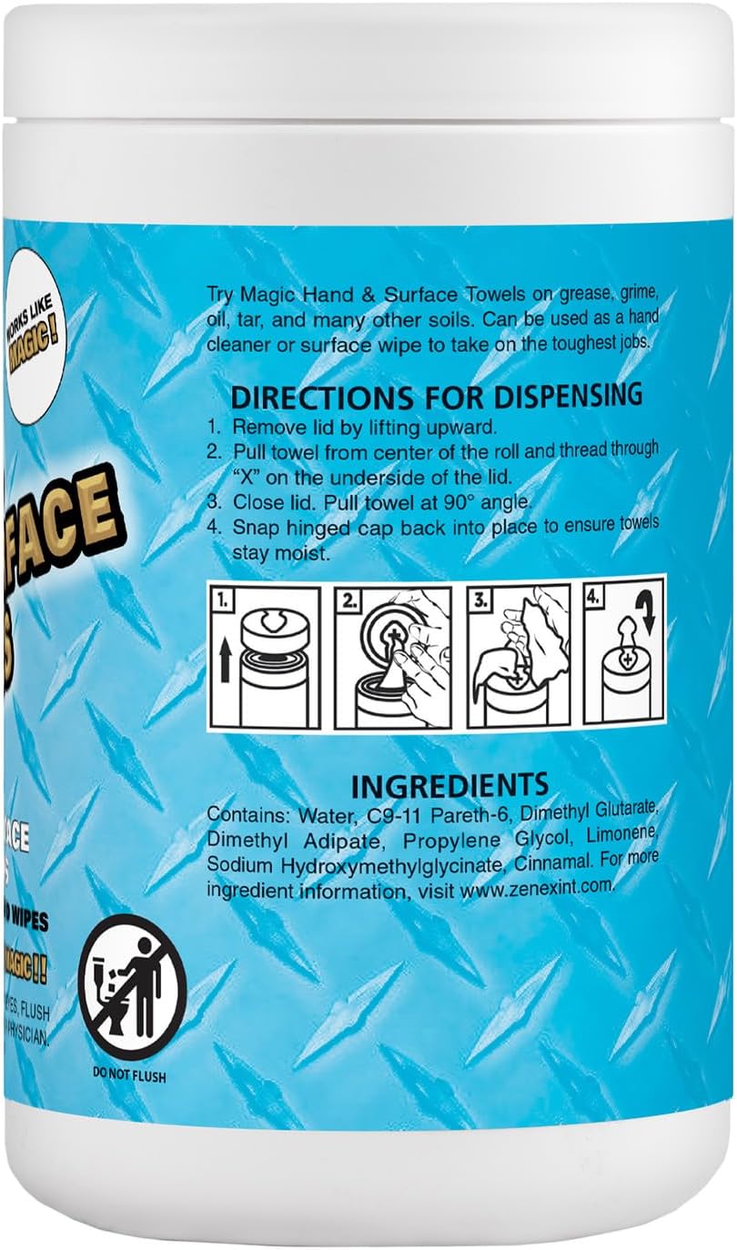 Magic Heavy Duty Cleaning Wipes - Dual Sided Hand & Surface Shop Towels | Professional-grade