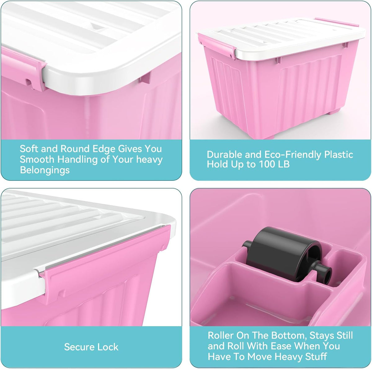 Nazhura Plastic Storage Bin, Stackable and Nestable Storage Boxes with White Lids and Secure