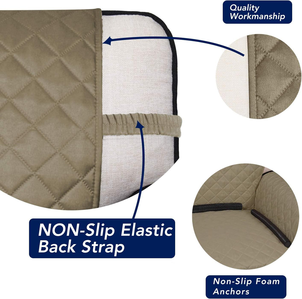 PureFit Reversible Quilted Sofa Cover, Water Resistant Medium Slipcover Furniture Protector
