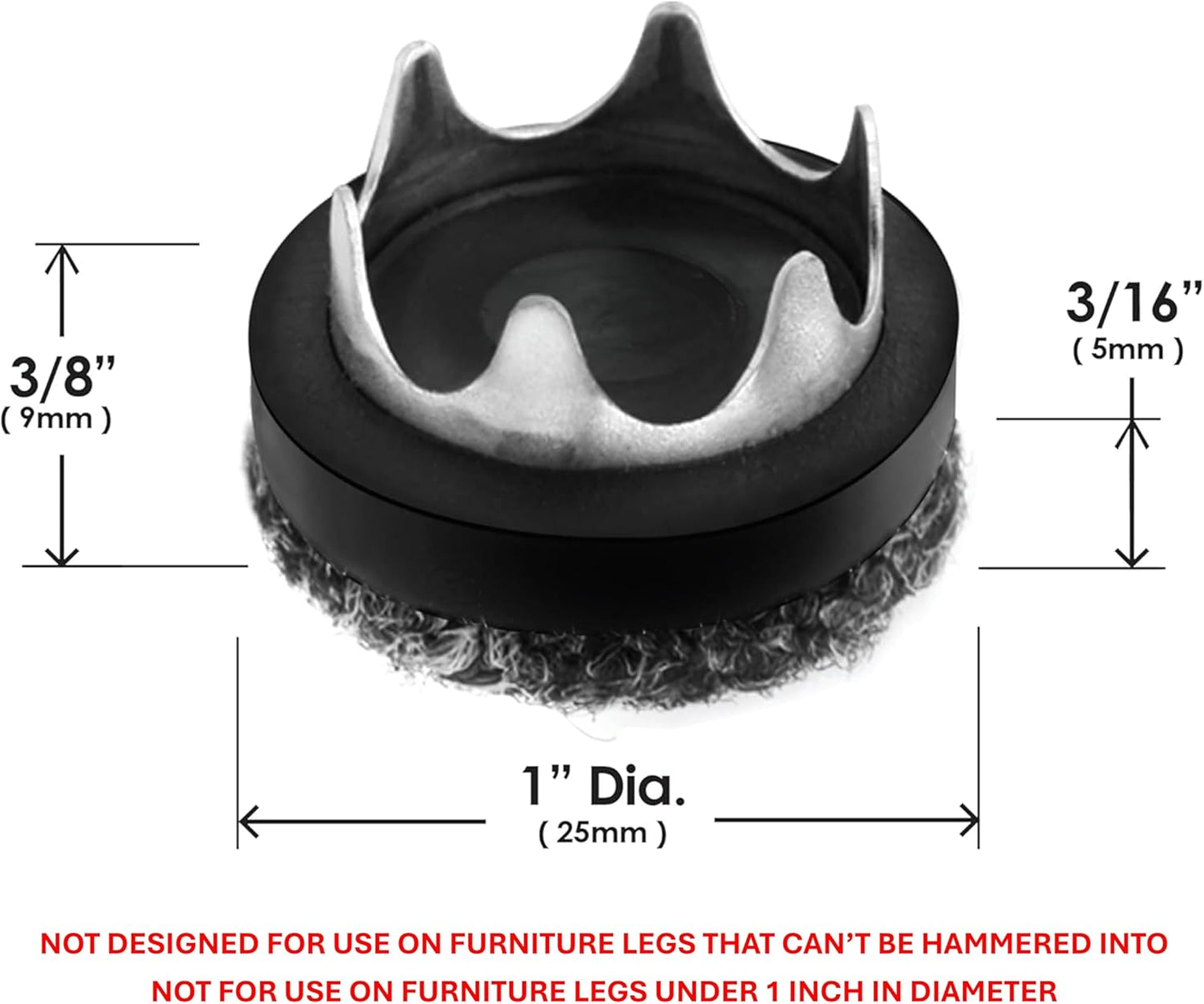 Gorilla Outdoor 1 inch Furniture Feet Floor Protectors/Weatherproof Berber Glides (Set of 8) Hammer