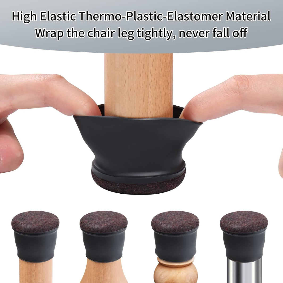 Ezprotekt 8 Pcs Extra Large Chair Leg Protectors with Felt, Silicone Felt Furniture Pads, Floor
