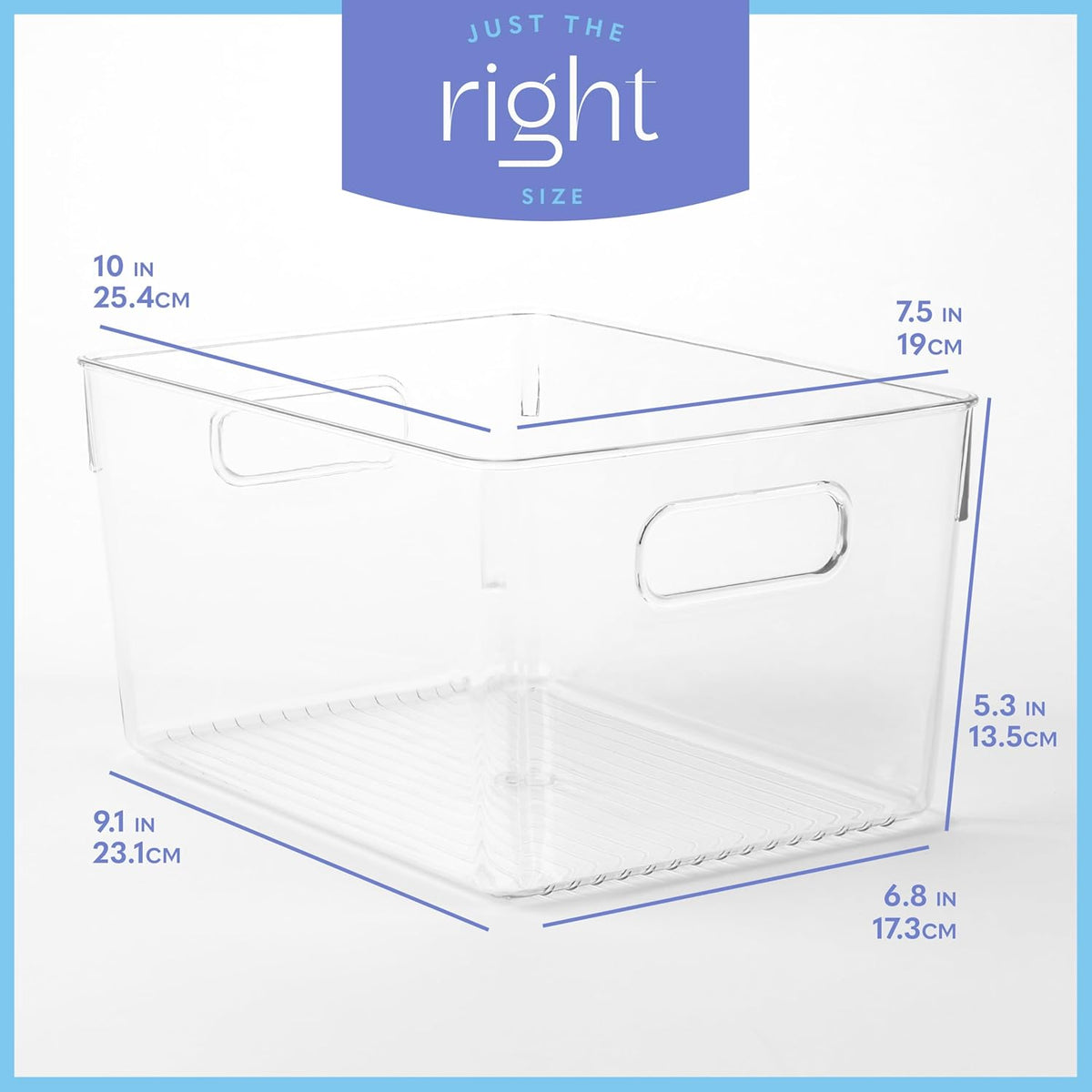Plastic Food Storage 4 Pack Clear Container Bin with Handles for Organizing Kitchen, Pantry