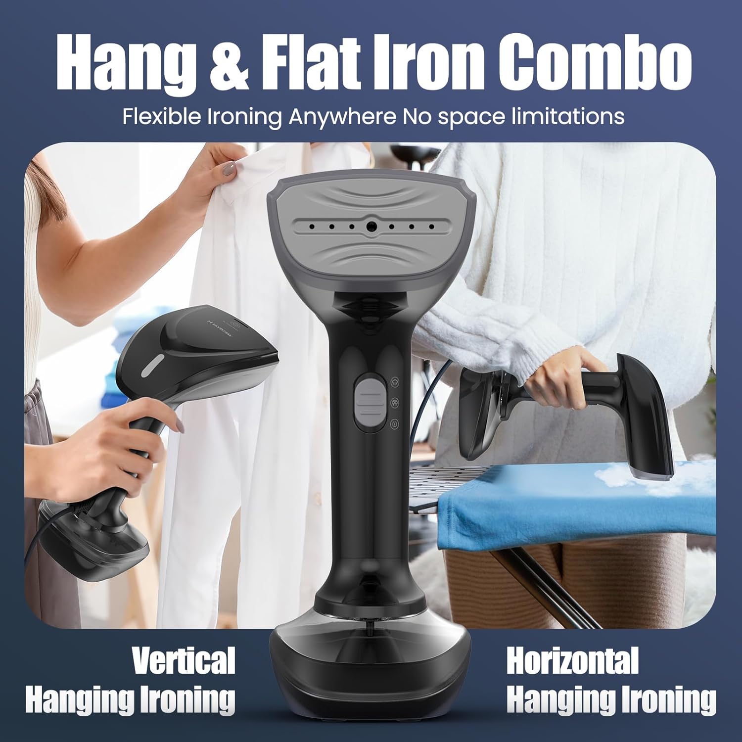 Powerful Handheld Fabric Steamer - 1800W with Fast Ceramic Heat-Up Plate, 2-in-1 Ironing & Wrinkle
