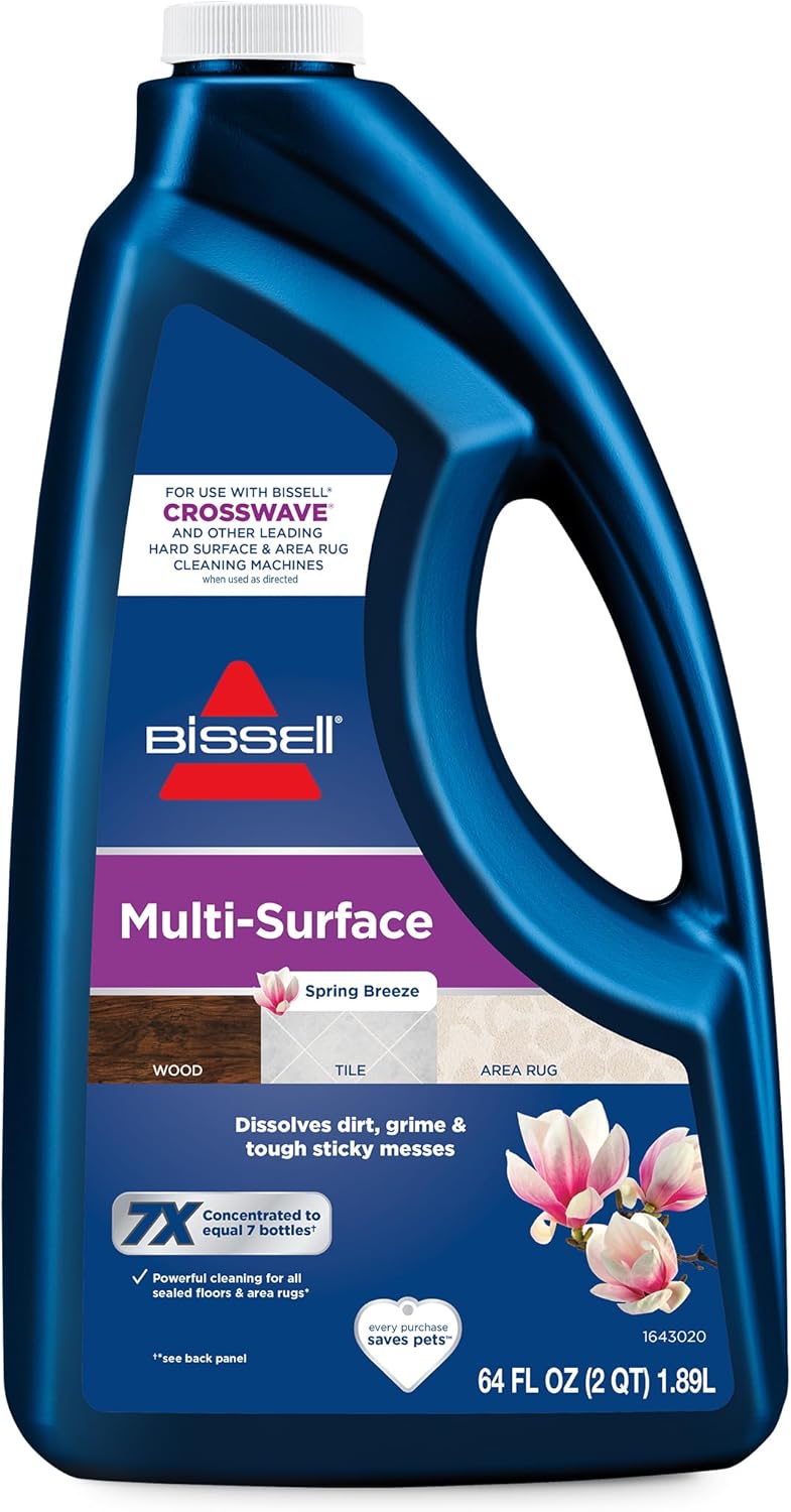 BISSELL MultiSurface Floor Cleaning Formula-Crosswave and Spinwave, 17891, 64oz, Removes Everyday