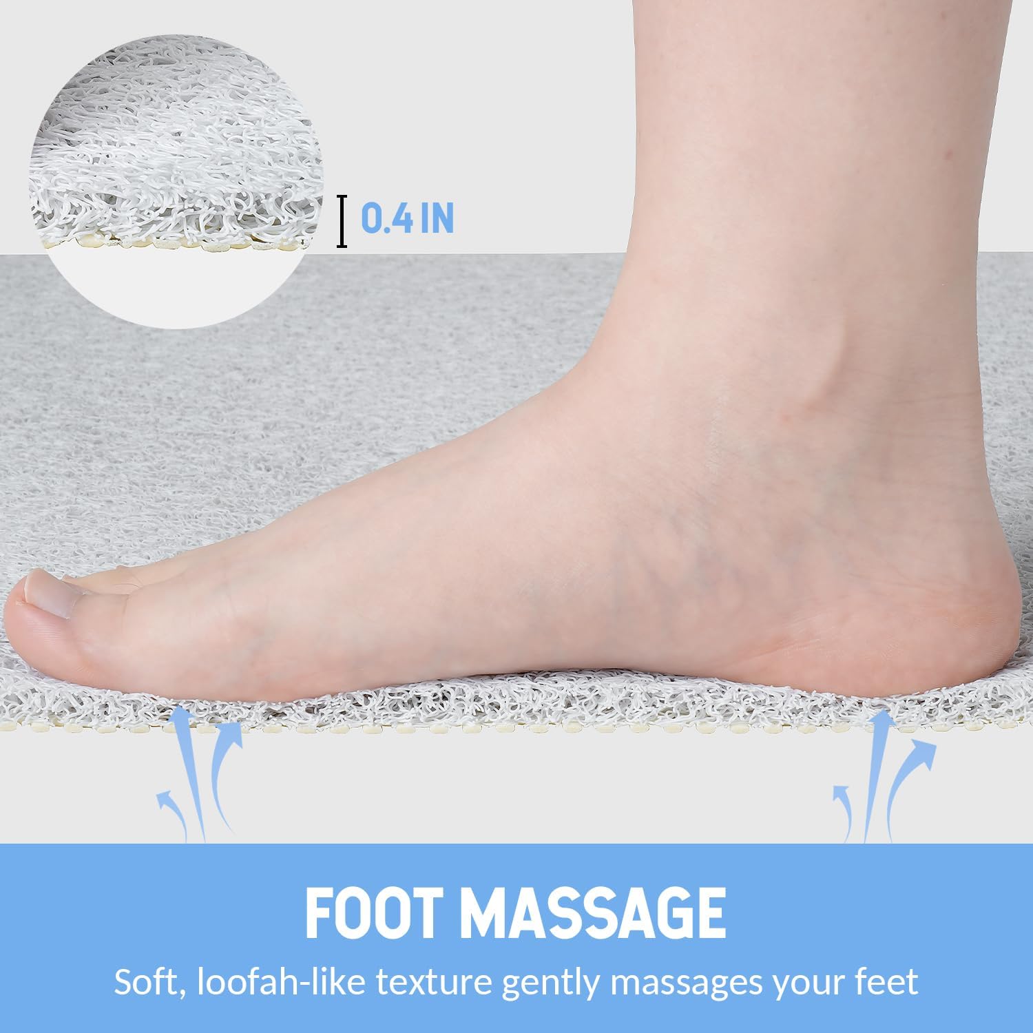 Non-Slip Bathtub Mat, Anti Slip Shower Mat, Fast Drying Bathtub Mats, Foot Scrubber Mat, Anti Slip