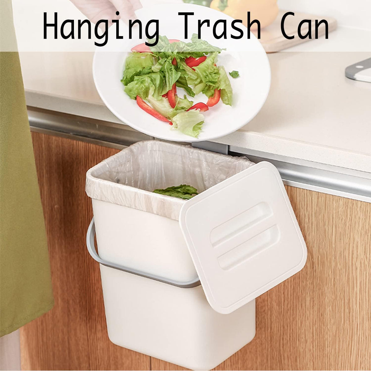 LALASTAR Compost Bin Indoor Kitchen Sealed, Hanging Small Trash Can with Lid Under Sink for