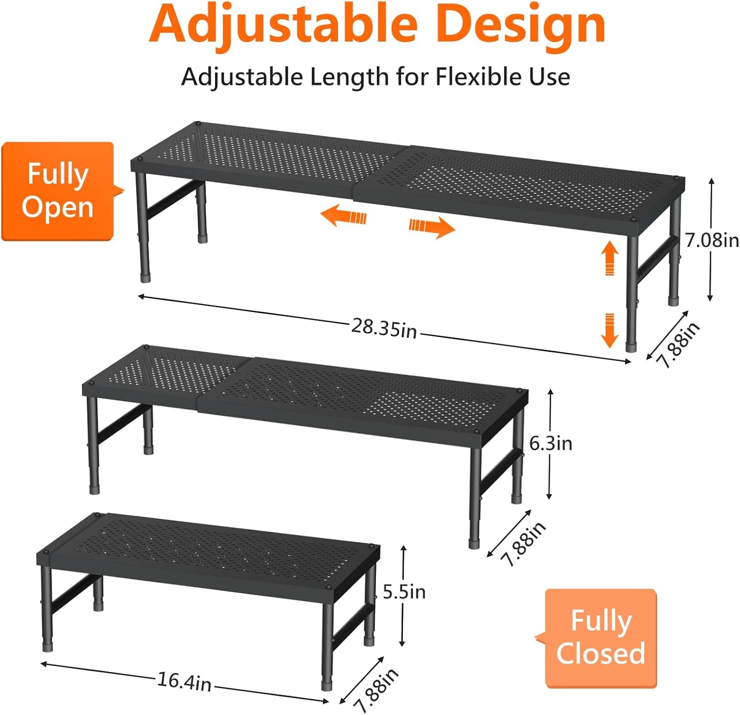 Expandable adjustable stackable kitchen organizer,Spice Racks,Counter Shelf for Cabinets,Small