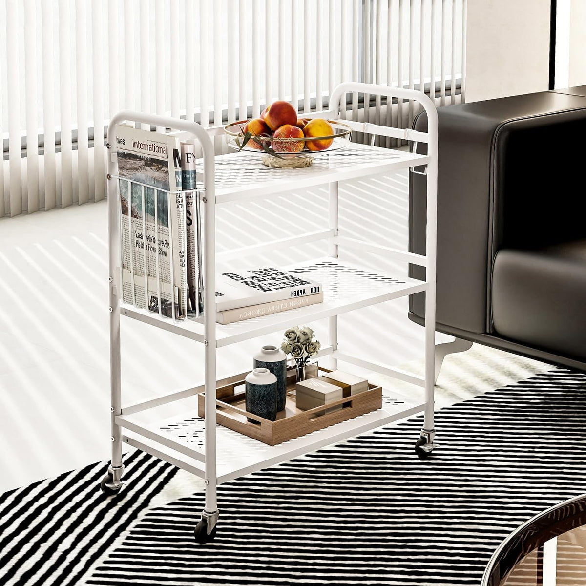 HDANI 3 Tier Metal Mesh Utility Cart,Large Capacity Multipurpose Heavy Vehicle,Rolling Trolley with