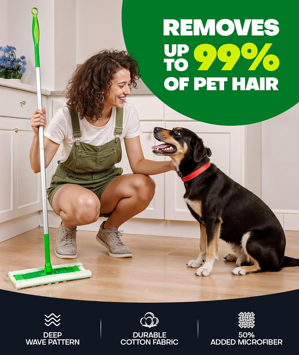 60 Count Heavy Duty Dry Sweeping Cloths Refills for Swiffer Sweeper Mop, Deep Clean Sweeper Pet Mop