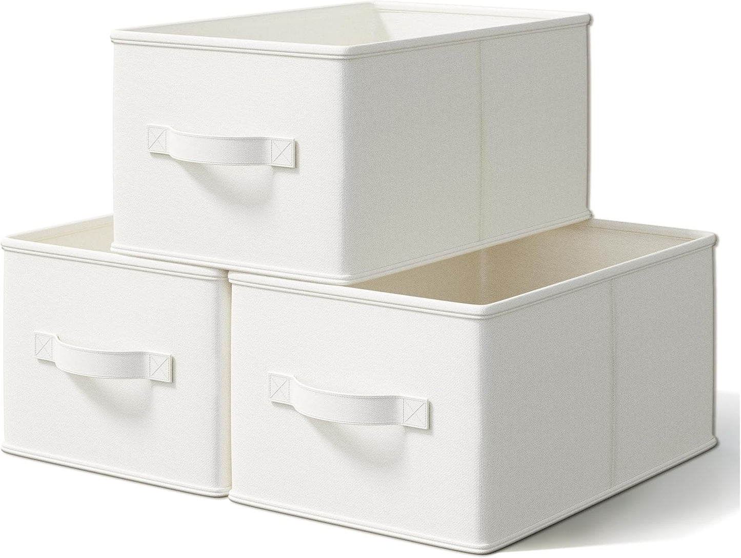 3 Pack Fabric Storage Bins for Shelves | 16.25x12x10in Closet | Collapsible Bins for Organization |