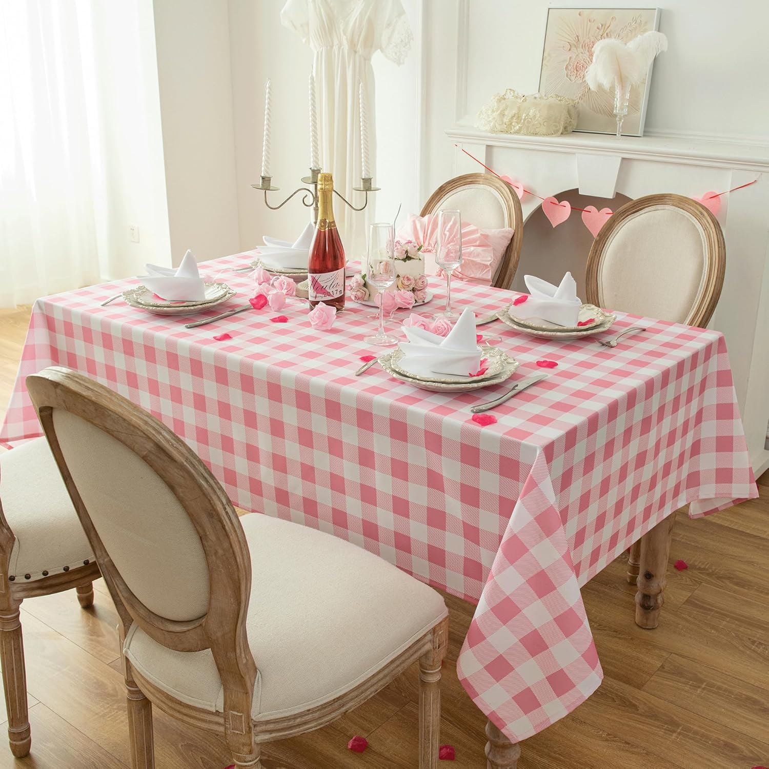 Classic Gingham Buffalo Tablecloth Fabric - Oblong 58x144 Inch Water Proof Checkered Table Cloth