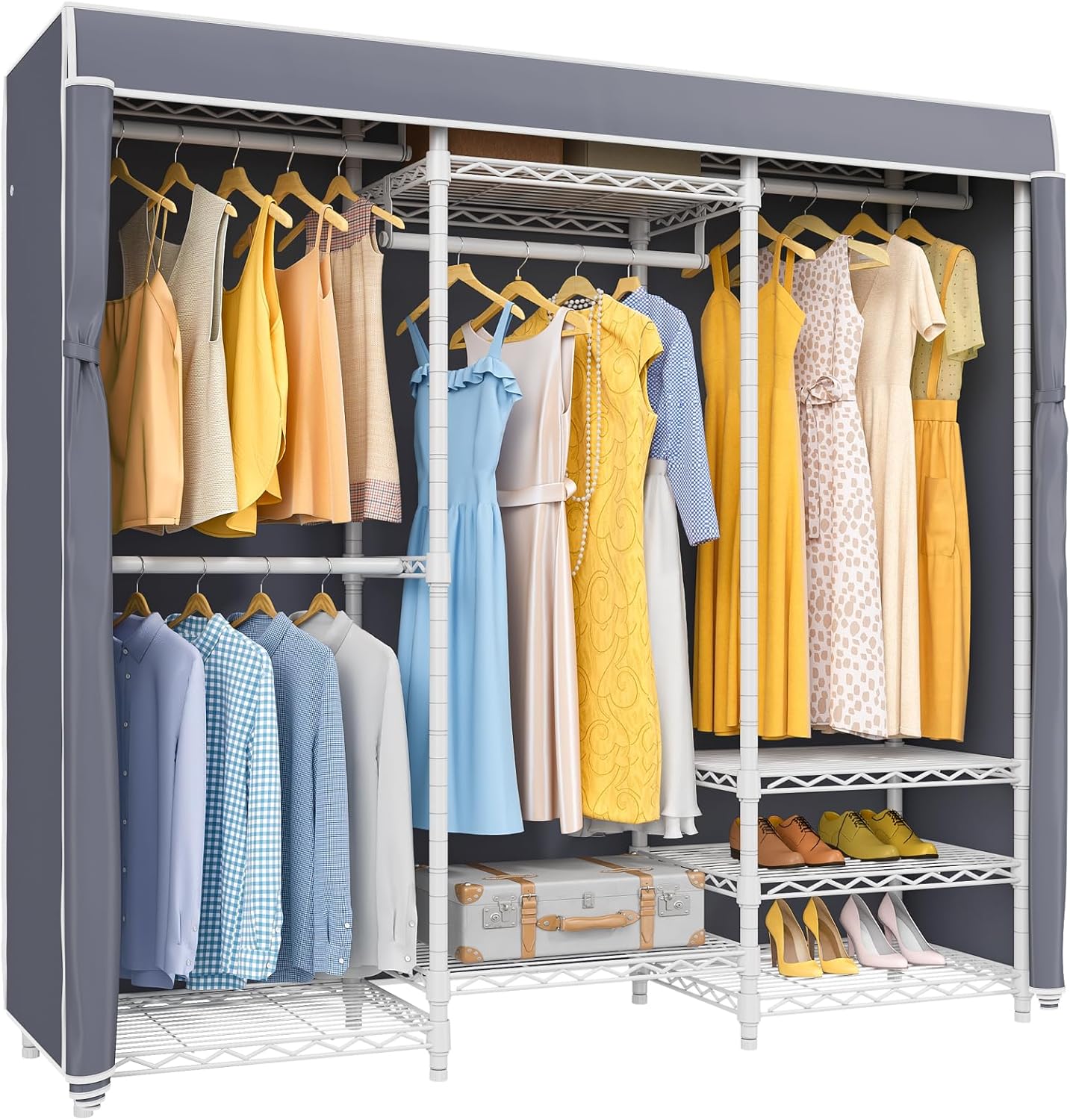 VIPEK V5C Covered Clothes Rack Heavy Duty Portable Closet Wardrobe, Freestanding White Metal