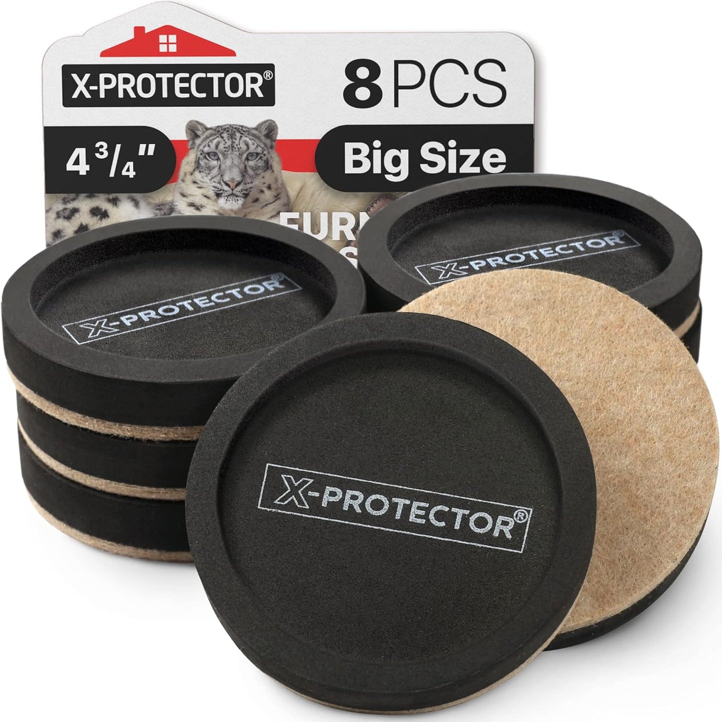 Felt Furniture Sliders for Hardwood Floors X-PROTECTOR 8 PCS 4 3/4” - Furniture Slider with Unique