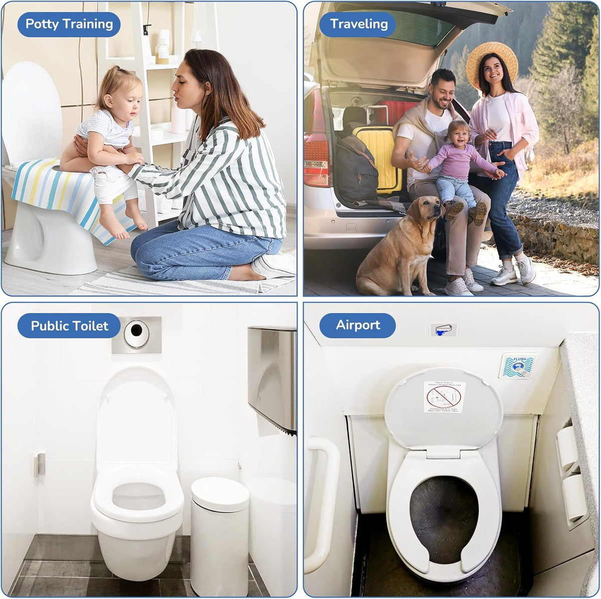 Toilet Seat Covers Disposable, Large Waterproof Potty Covers for Toddlers, Kids, and Adults