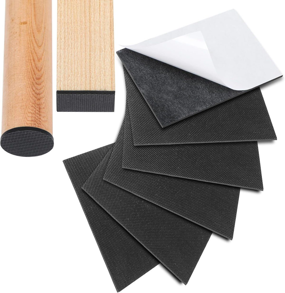 CHUNZEXI Non Slip Furniture Pads 6 PCS 5" x 4", Self Stick Rubber Grippers for Furniture Legs, Anti