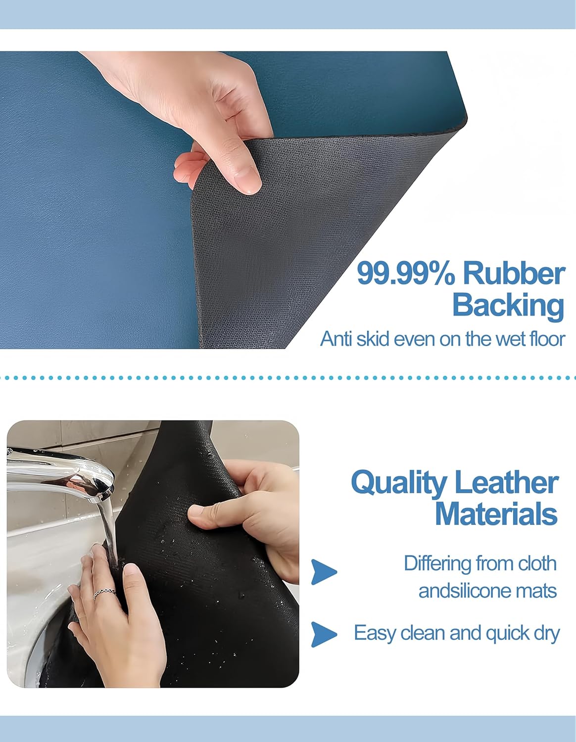 Dish Drying Mat for Kitchen Counter, 16"x24" Dish Drying Pad with Non-slip Rubber Backed, Hide