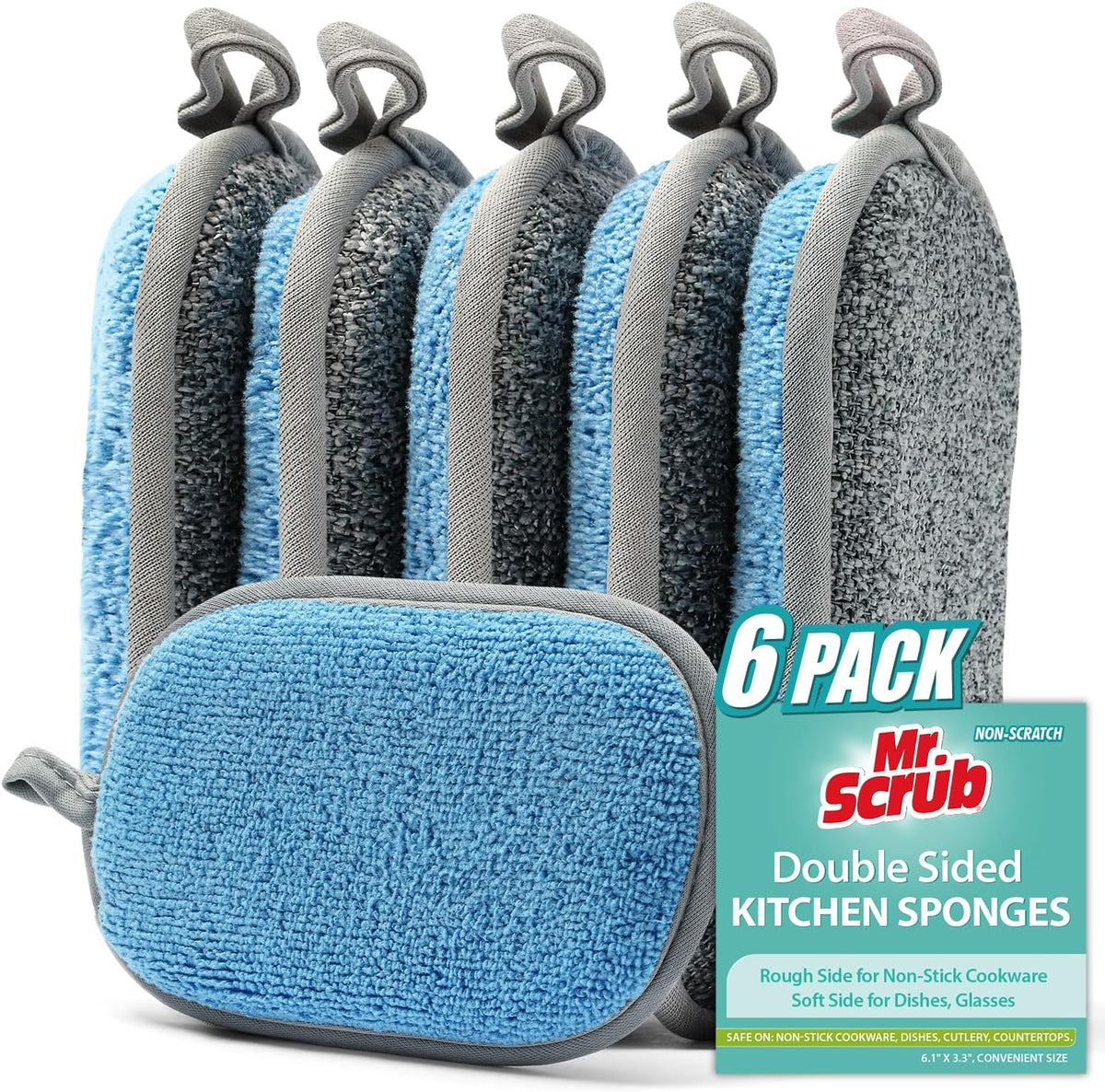 Sponges Kitchen Dish Sponge for Washing Dishes Cleaning Kitchen, All-Purpose, 6 Pack, Non Scratch