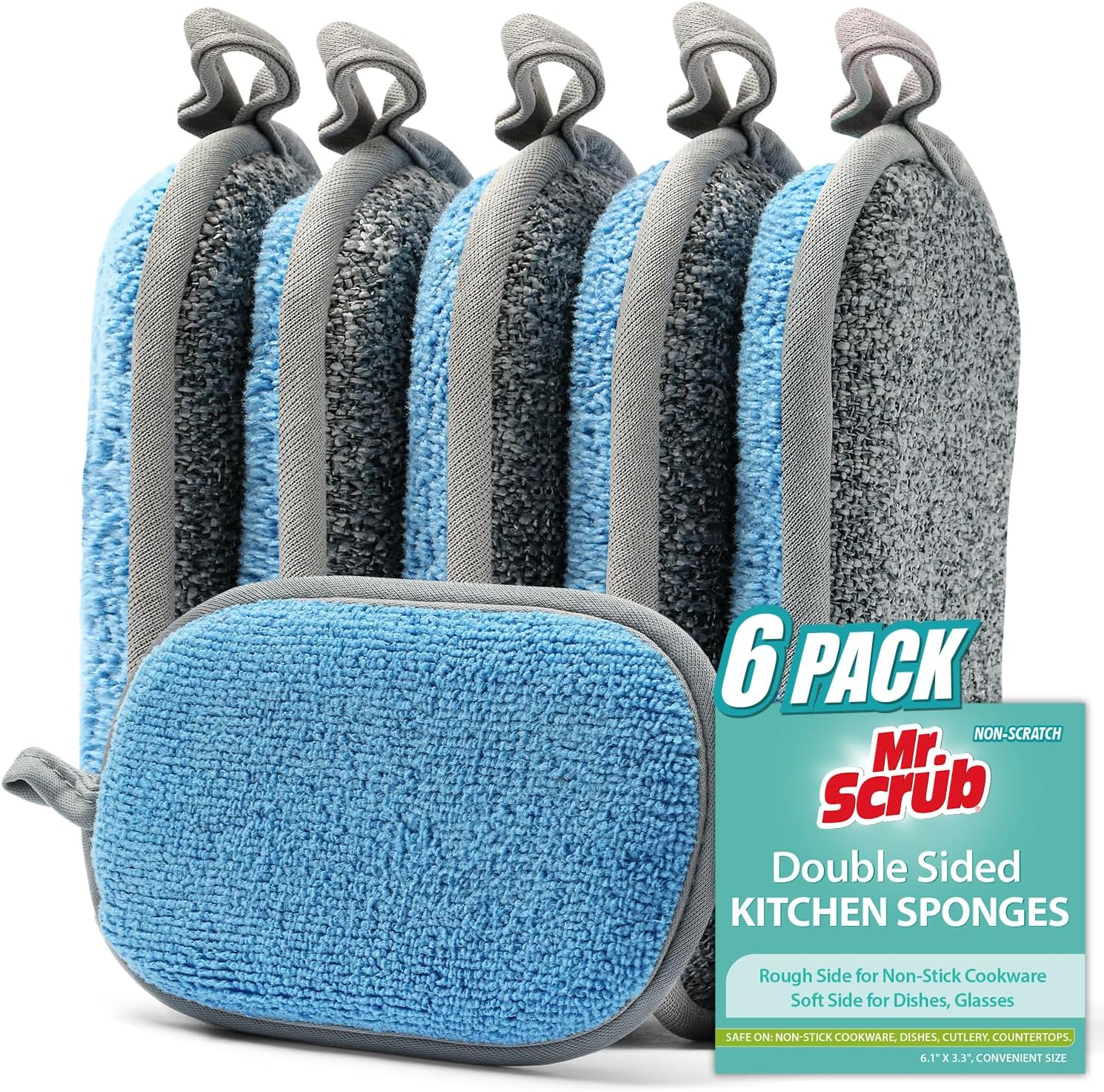Sponges Kitchen Dish Sponge for Washing Dishes Cleaning Kitchen, All-Purpose, 6 Pack, Non Scratch