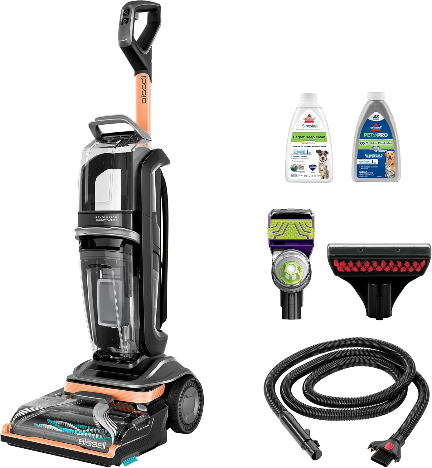 BISSELL Revolution HydroSteam Pet Carpet Cleaner, Upright Deep Cleaner, HydroSteam Technology