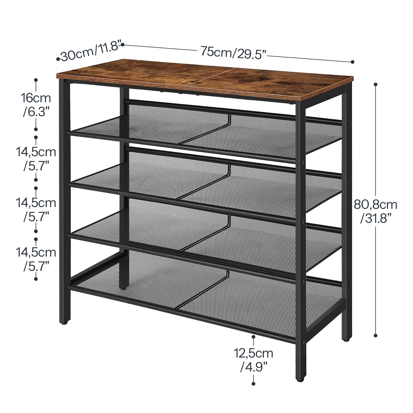 HOOBRO Shoe Rack for Entryway, 5-Tier Shoe Organizer with Adjustable Mesh Shelves, 16-20 Pairs of