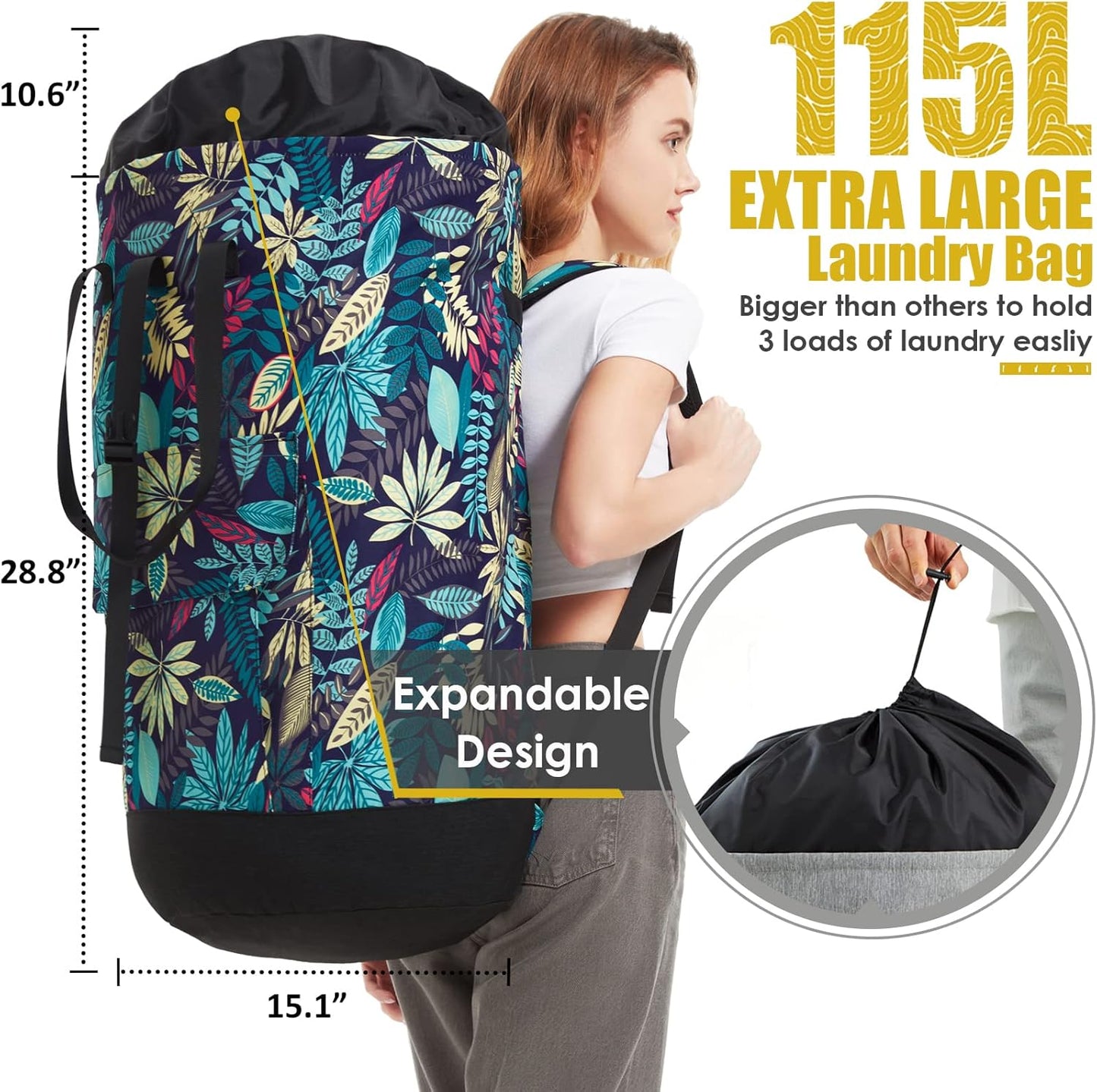 Laundry Bag for College,115L Backpack Extra Large Heavy Duty, Gifts College Dorm, Dorm Room