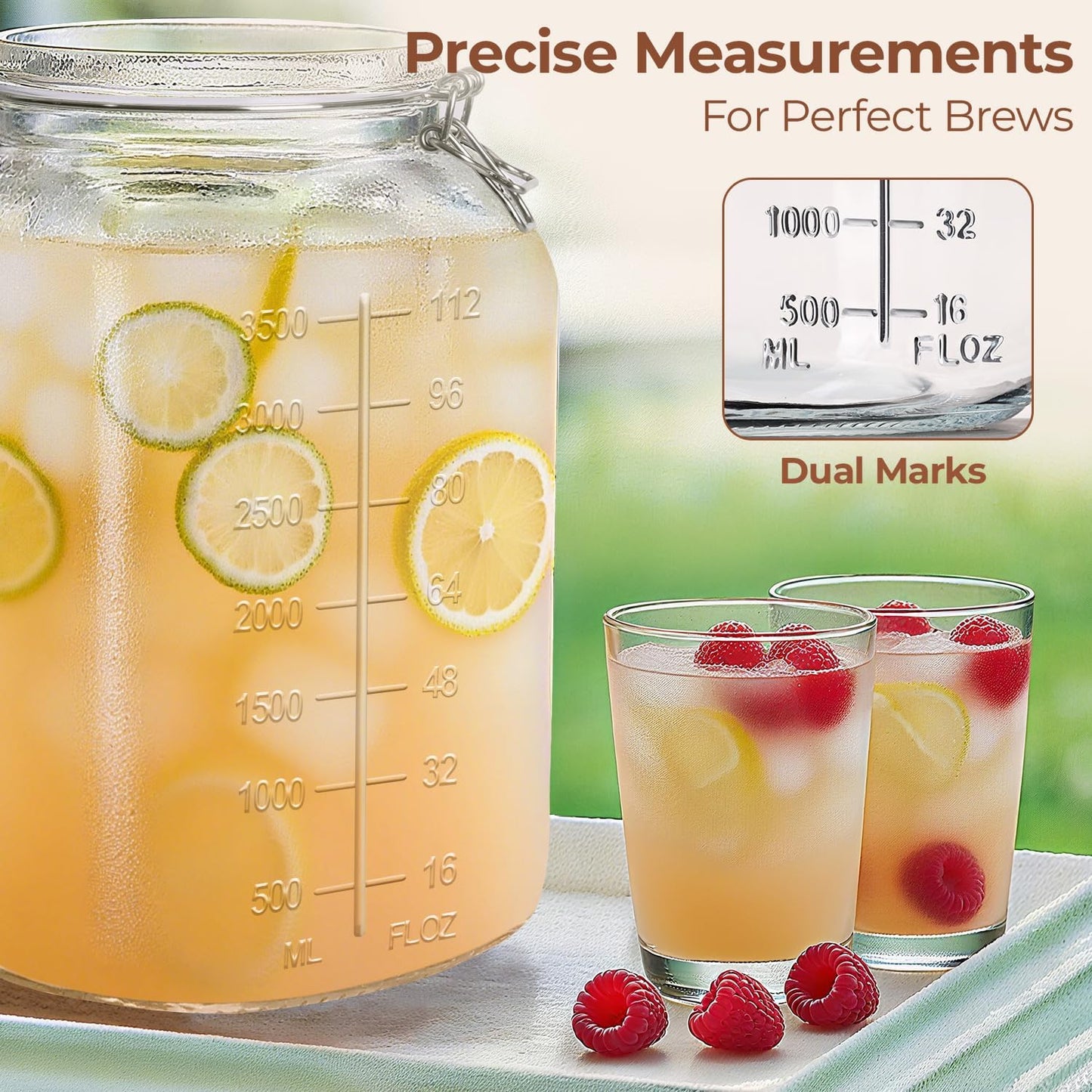 ComSaf Large Glass Storage Containers with Lids, 1.1 Gallon Glass Jar with airtight Lid for Rice