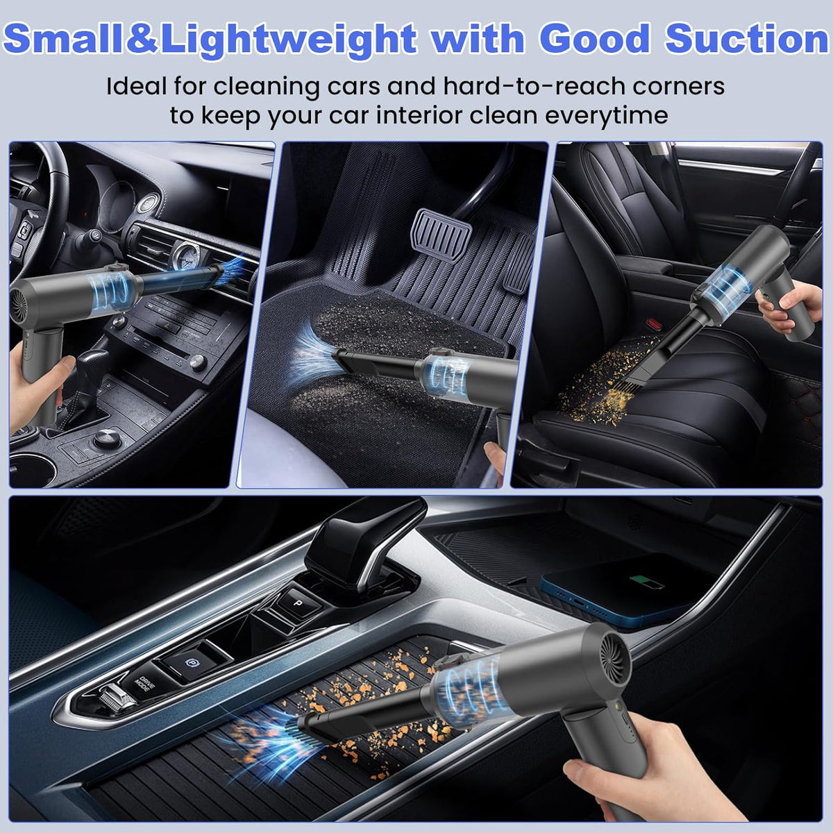 Car Vacuum Portable Cordless with 16000PA Ultra Suction 4-in-1 Foldable Air Duster & Brushless