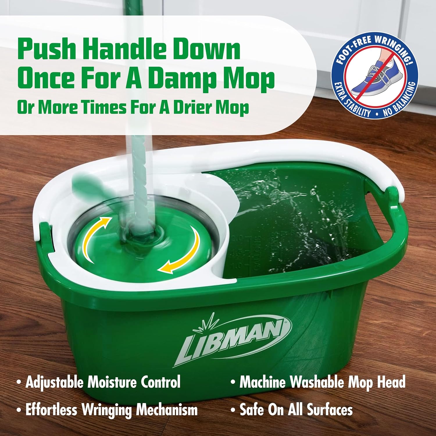 Libman Tornado Spin Mop System | Mop and Bucket with Wringer Set |Mops for Floor Cleaning | 1 Mop