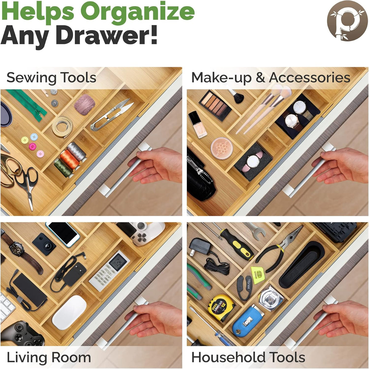 Silverware Organizer - Expandable Kitchen Drawer Organizer - Adjustable Kitchen Drawer Organizer